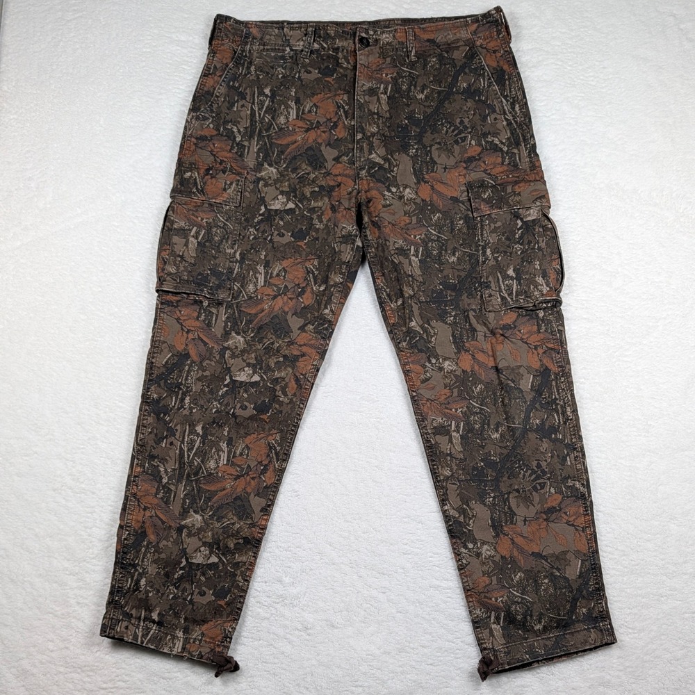 American Eagle Cargo Pants Mens 34x32 Brown Camo Flex Utility‎ Drawstring Hem
